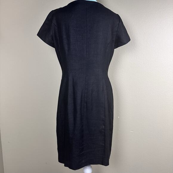 Marie St. Claire sheath dress Linen Women 8 Black, Buttons, Career wear class - Picture 5 of 14